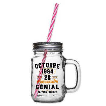 28 Ans Anniversaire Vintage Né(e) en Octobre 1994 - Bocal à boisson - transparent - Droite