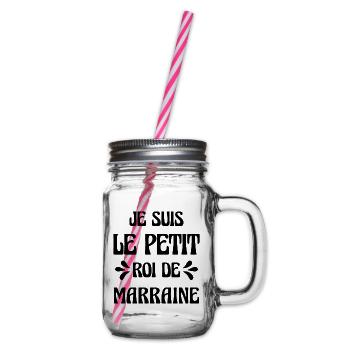 Petit Roi de Marraine Cadeau Humour Personnalisé - Bocal à boisson - transparent - Droite