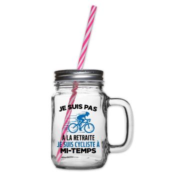Je Suis Pas À La Retraite Je Suis Cycliste Cadeau - Bocal à boisson - transparent - Droite