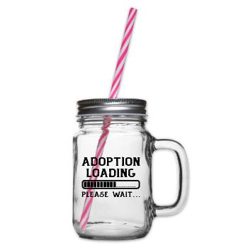 Adoption load please wait load adoption day - Glass jar with handle and screw cap - clear - Right