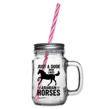 Just A Dude Who Likes Arabian Horses Culture Club - Glass jar with handle and screw cap - clear - Right
