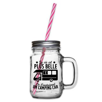 Camping car homme vie plus belle humour retraite - Bocal à boisson - transparent - Droite