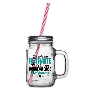 Cadeau Retraite Nouveau Boss Ma Femme - Bocal à boisson - transparent - Droite