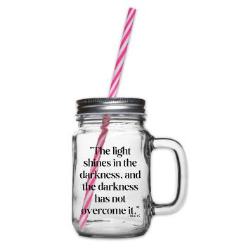The light shines in the darkness... - Glass jar with handle and screw cap - clear - Right