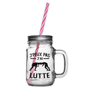 Je peux pas j'ai lutte cadeau humour - Bocal à boisson - transparent - Droite