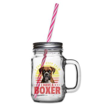 I can't keep calm I have a Boxer - Henkelglas mit Schraubdeckel - Klar - Rechts