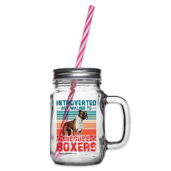 Introverted but willing to discuss Boxers - Glass jar with handle and screw cap - clear - Right