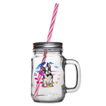 French Bulldog - Glass jar with handle and screw cap - clear - Right