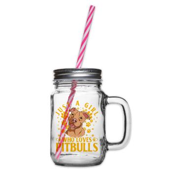 just a Girl who loves Pitbulls - Henkelglas mit Schraubdeckel - Klar - Rechts