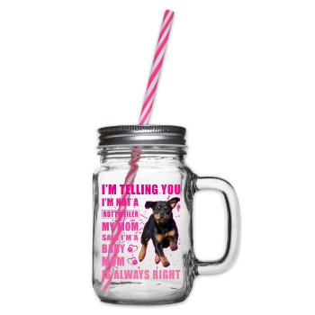 Rottweiler Spruch - Henkelglas mit Schraubdeckel - Klar - Rechts