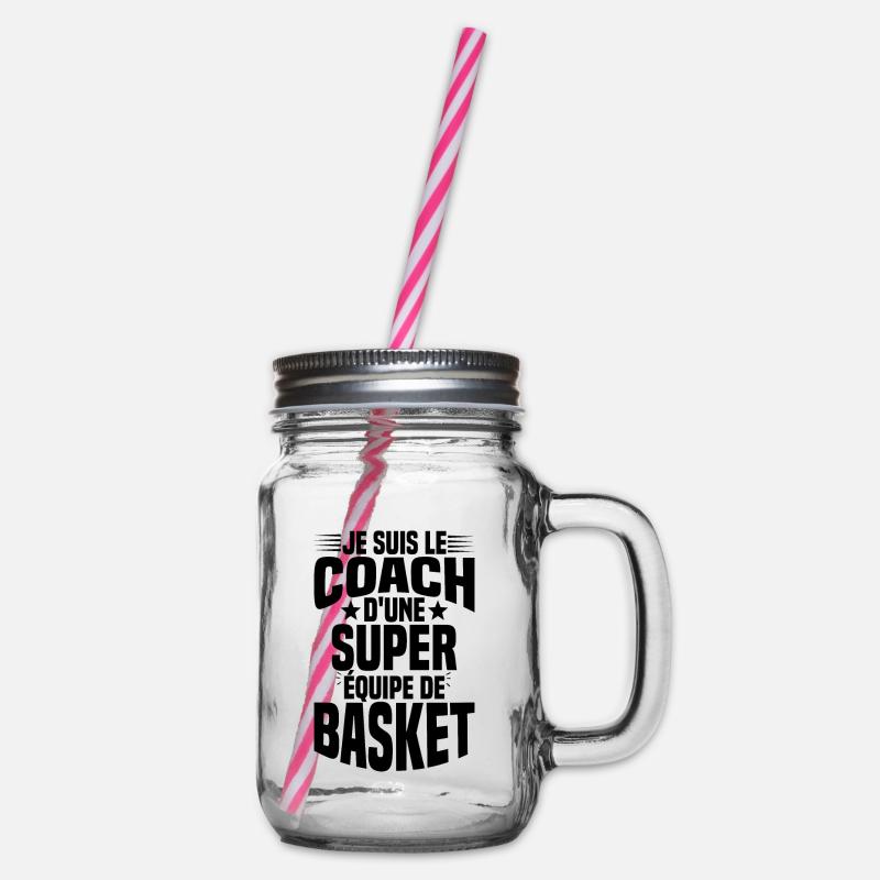 Je suis le coach d'une super équipe de basket - Bocal à boisson - transparent