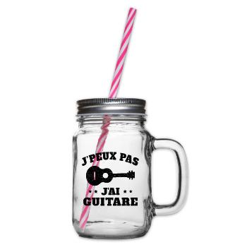 Je Peux Pas J'ai Guitare Cadeau Guitariste - Bocal à boisson - transparent - Droite