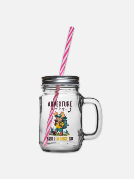 Adventure Is Calling Kinder Cute Moose - Henkelglas mit Schraubdeckel - Klar