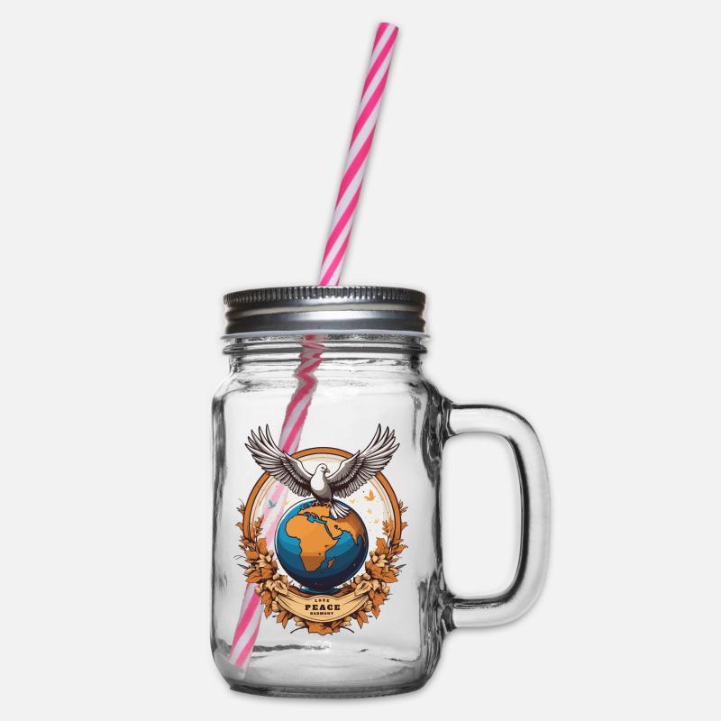 Weltfrieden auf der Erde - Henkelglas mit Schraubdeckel - Klar
