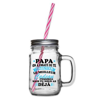 Papa Vatertagsgeschenk Bester Papa der Welt - Henkelglas mit Schraubdeckel - Klar - Rechts