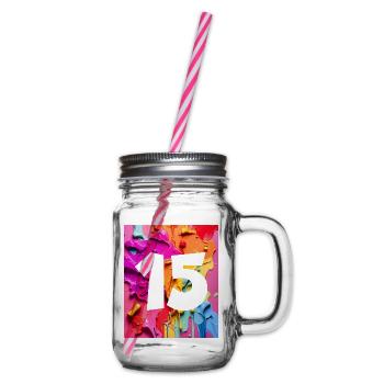 NON. 15 NUMÉRO 15 COLORÉ 15E ANNIVERSAIRE - Bocal à boisson - transparent - Droite