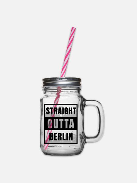straight outta Berlin i love berlin beste stadt - Henkelglas mit Schraubdeckel - Klar