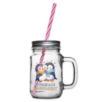 Official Cuddly Shirt Penguins Love Heart Sweet - Glass jar with handle and screw cap - clear - Right