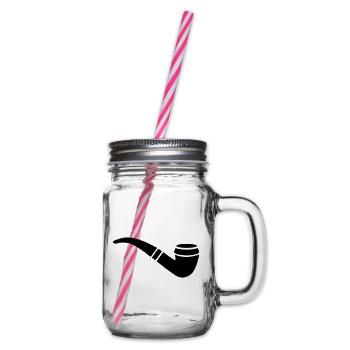 Smoking a pipe - Glass jar with handle and screw cap - clear - Right