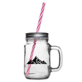 Mountains Nature Silhouette - Glass jar with handle and screw cap - clear - Right