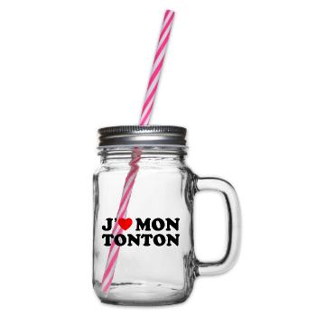 J'aime Mon Tonton Cadeau Oncle Coeur Rouge - Bocal à boisson - transparent - Droite