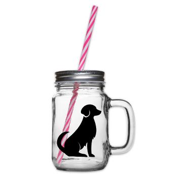Dog vector shadow graphic. dog black shadow - Glass jar with handle and screw cap - clear - Right