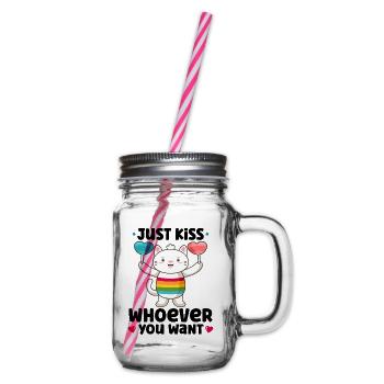 Lgbtq Transgender Gay Lesbian Feminism Feminist - Glass jar with handle and screw cap - clear - Right