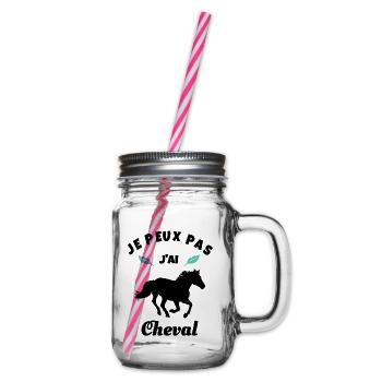 je peux pas j'ai cheval équitation - Bocal à boisson - transparent - Droite