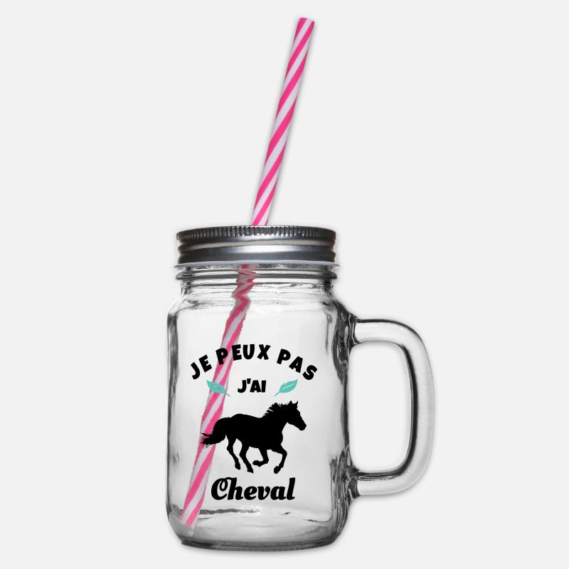 je peux pas j'ai cheval équitation - Bocal à boisson - transparent