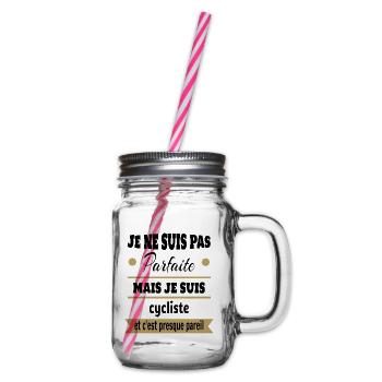 Pas parfaite mais cycliste vélo humour - Bocal à boisson - transparent - Droite
