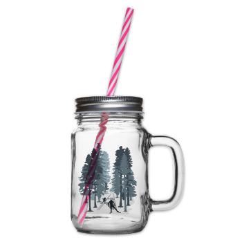 Cross-country skiing, cross-country skiing, biathlon, winter sports - Glass jar with handle and screw cap - clear - Right
