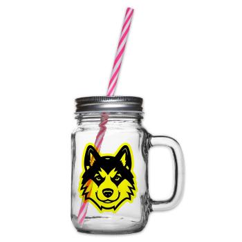 Akita Dog Head - Glass jar with handle and screw cap - clear - Right