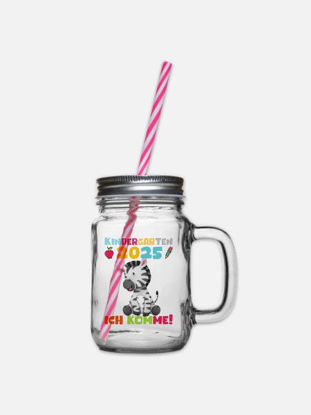 kiKindergarten 2025 Kinder Geschenk Kita 2025 Deko - Henkelglas mit Schraubdeckel - Klar