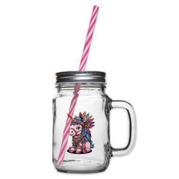 Cute Unicorn Native American - Henkelglas mit Schraubdeckel - Klar - Rechts