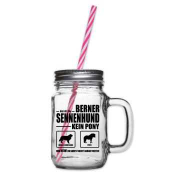 BERNER SENNENHUND kein Pony Hunde Spruch Wilsigns - Henkelglas mit Schraubdeckel - Klar - Rechts