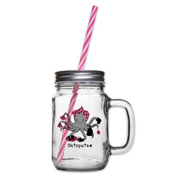 Oktoputze - Glass jar with handle and screw cap - clear - Right