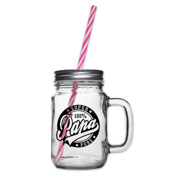100 percent PURE SUPER PAPA - Glass jar with handle and screw cap - clear - Right