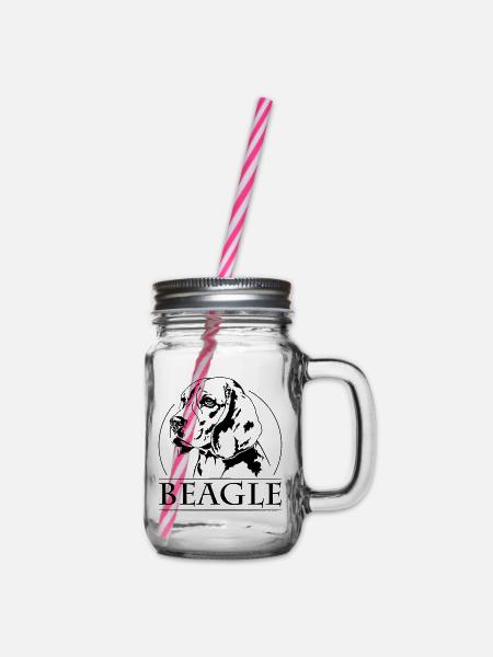 BEAGLE Jagdhund Hund Hunde Wilsigns Hundeportrait - Henkelglas mit Schraubdeckel - Klar