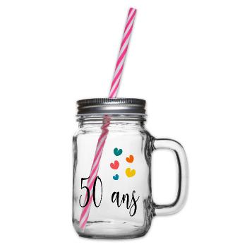 50 ANS. 50e ANNIVERSAIRE. ANNIVERSAIRE 50 ANS. 50 - Bocal à boisson - transparent - Droite