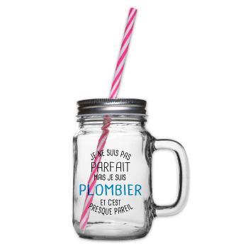 Pas parfait mais plombier - Bocal à boisson - transparent - Droite