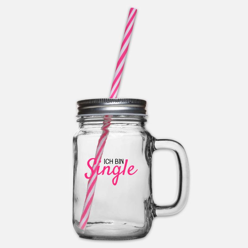 Ich bin Single - Henkelglas mit Schraubdeckel - Klar