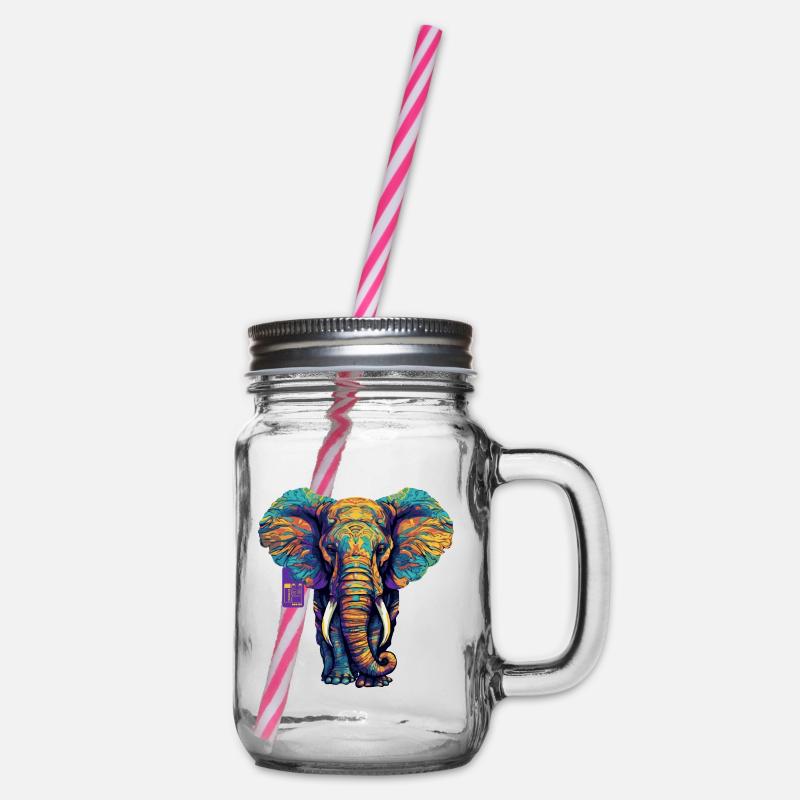 elefant color vector - Henkelglas mit Schraubdeckel - Klar