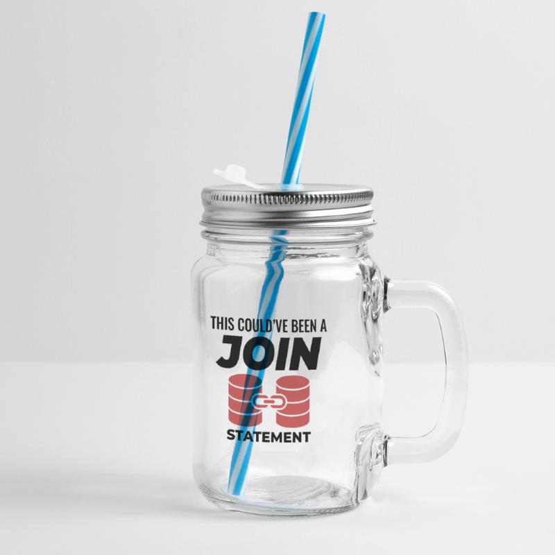 SQL Join Database Statement Programming Data Glass jar with handle and screw cap