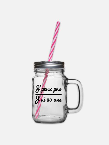 J'peux pas j'ai 20 ans : cadeau d'anniversaire - Bocal à boisson - transparent