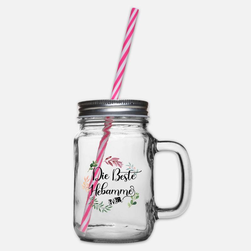 Die beste Hebamme ever! personalisierbar - Henkelglas mit Schraubdeckel - Klar