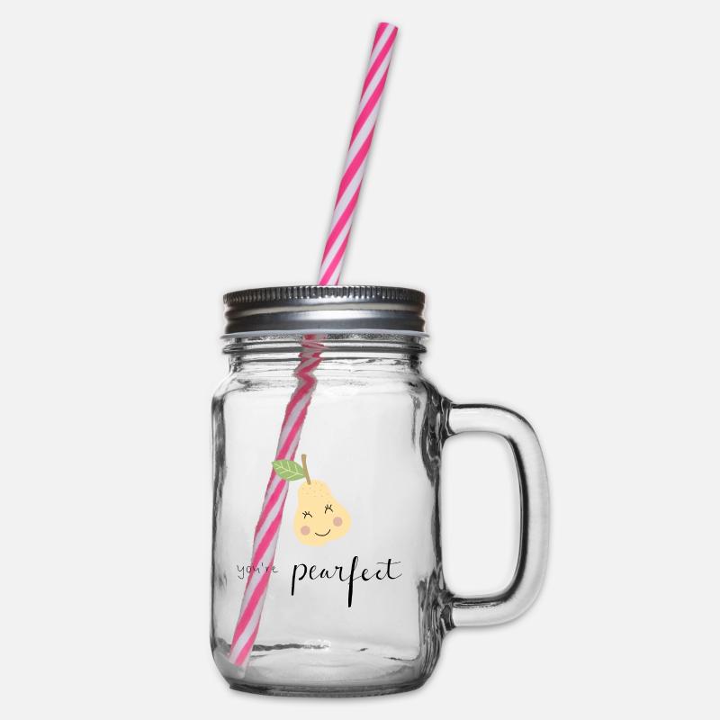 Pear saying - Glass jar with handle and screw cap - clear