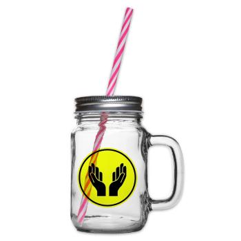 Hände Beten Icon - Henkelglas mit Schraubdeckel - Klar - Rechts