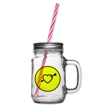 Heart symbol arrow - Glass jar with handle and screw cap - clear - Right