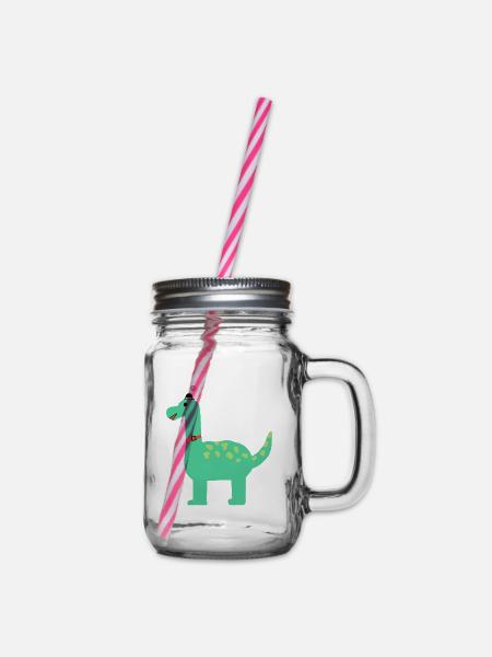 Dino - Henkelglas mit Schraubdeckel - Klar