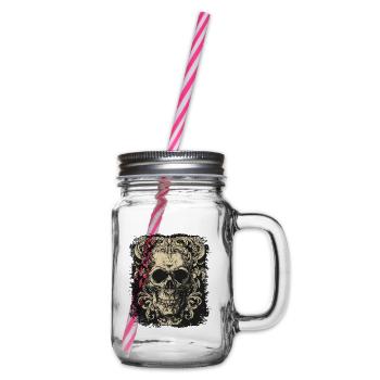 Gothic Skull - Glass jar with handle and screw cap - clear - Right